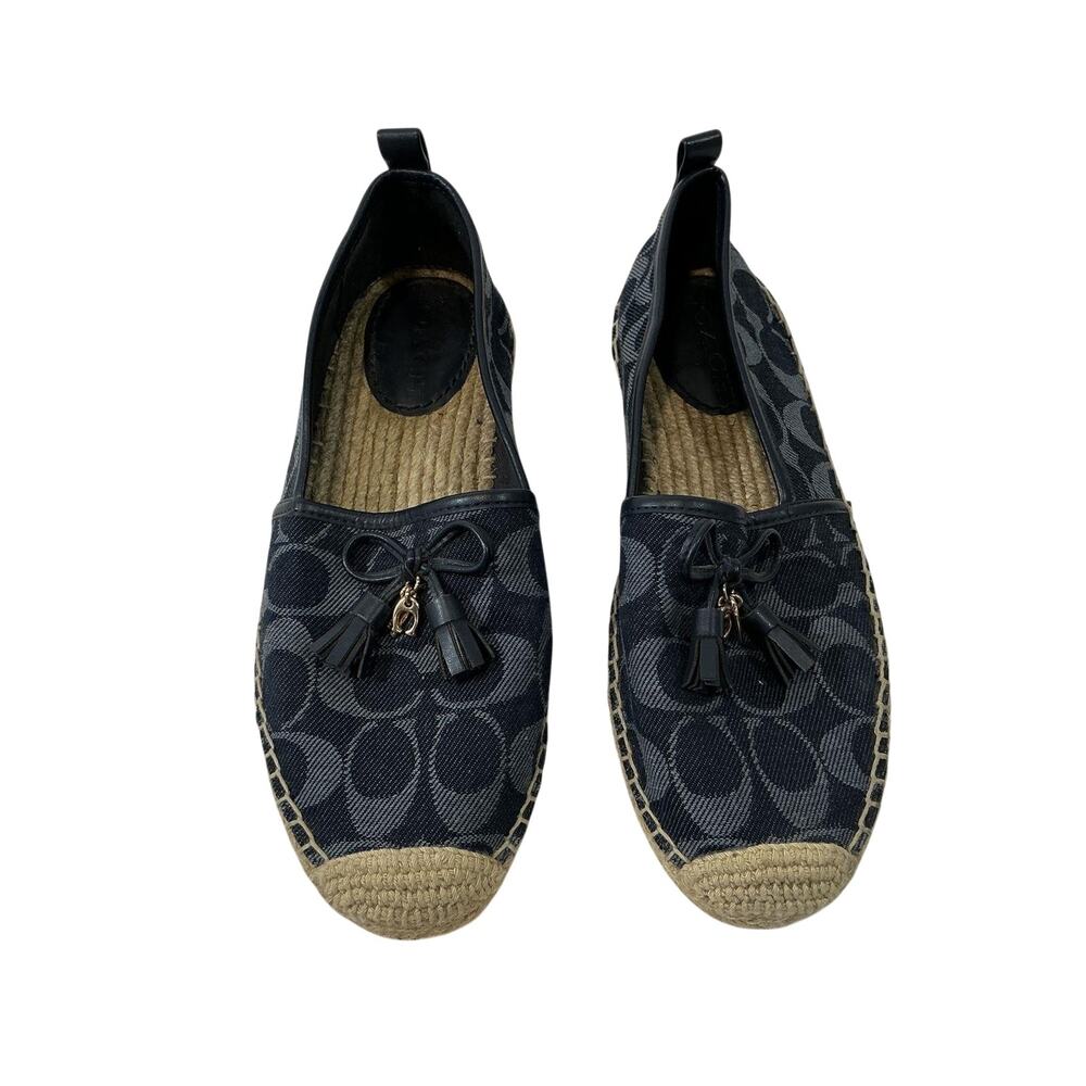 COACH Carson Denim Signature Blue Espadrille Flats Size 7 B